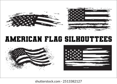 American Flag Bundle Silhouette  USA Flag Silhouette 