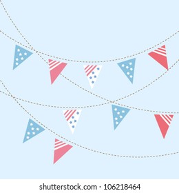 American flag bunting for July 4th, Labor Day in the usa Holiday