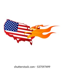 American Flag Burn and Fire
