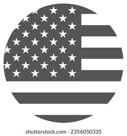 The American flag. Button flag icon. Grey icon. Circle icon flag. Computer illustration. Digital illustration. Vector illustration.