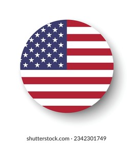 The American flag. Button flag icon. Standard color. Circle icon flag. 3d illustration. Computer illustration. Digital illustration. Vector illustration.