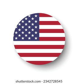 The American flag. Button flag icon. Standard color. Circle icon flag. 3d illustration. Computer illustration. Digital illustration. Vector illustration.