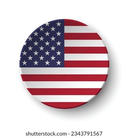 The American flag. Button flag icon. Standard color. Circle icon flag. 3d illustration. Computer illustration. Digital illustration. Vector illustration.