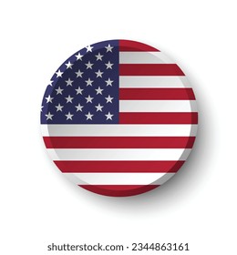 The American flag. Button flag icon. Standard color. Circle icon flag. 3d illustration. Computer illustration. Digital illustration. Vector illustration.