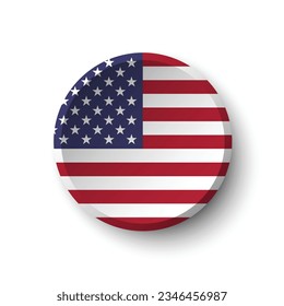 The American flag. Button flag icon. Standard color. Circle icon flag. 3d illustration. Computer illustration. Digital illustration. Vector illustration.
