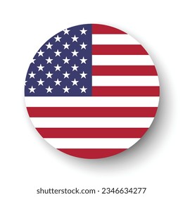 The American flag. Button flag icon. Standard color. Circle icon flag. 3d illustration. Computer illustration. Digital illustration. Vector illustration.