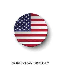 The American flag. Button flag icon. Standard color. Circle icon flag. 3d illustration. Computer illustration. Digital illustration. Vector illustration.