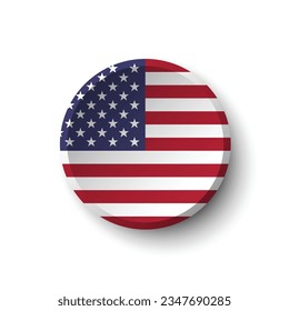 The American flag. Button flag icon. Standard color. Circle icon flag. 3d illustration. Computer illustration. Digital illustration. Vector illustration.