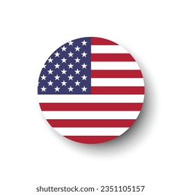 The American flag. Button flag icon. Standard color. Circle icon flag. 3d illustration. Computer illustration. Digital illustration. Vector illustration.