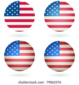 American Flag Button Icon or Symbol. Vector