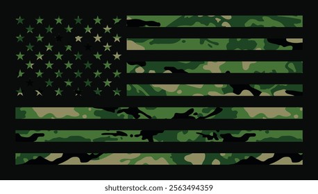 American Flag With Camouflage Design