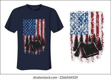 American Flag Camping T Shirt Design