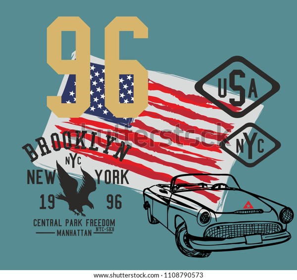 American Flag and car vector\
art