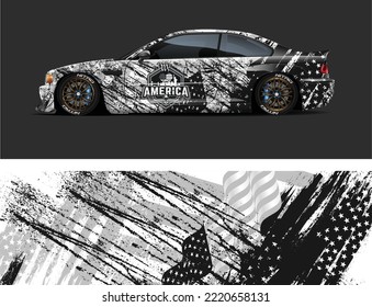 American Flag car wrap decal design vector