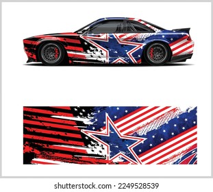 American flag Car wrap design vector