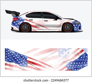 American flag Car wrap livery vector design 