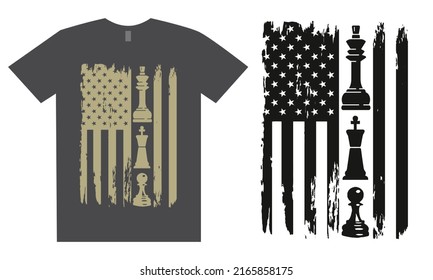 American Flag Chess T Shirt Design