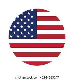 American Flag Circle Flat Design Vector Illustration