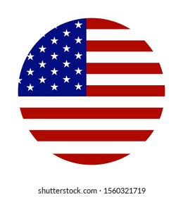 American Flag Circle On White Background.