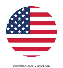American flag in a circle on a white background. America flag sticker. Vector