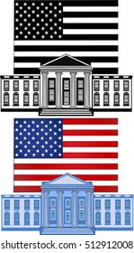 American flag. Color and BW Vector american flag