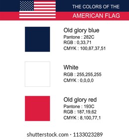 American flag color code or color of the American flag detail American  Flag Proportion vector on white background illustration
