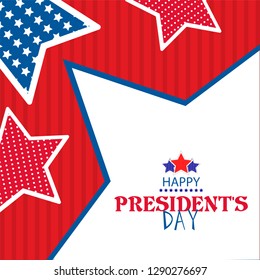 American flag color star decorated template design for Happy President's Day.