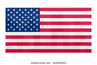 american flag colored flat style on white