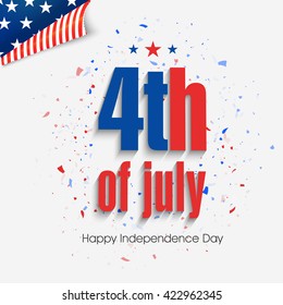American Flag colors Text 4th of July for Independence Day celebration, Can be used as sticker, tag or label design.
