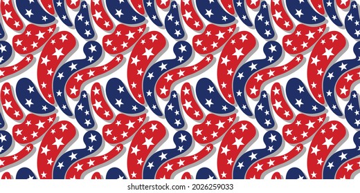 American flag colors vector seamless pattern