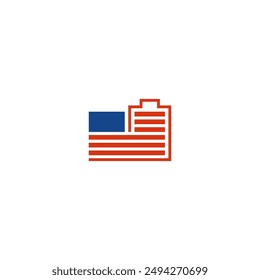American flag combination with battery logo design.