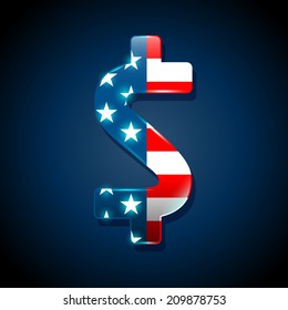 American flag concept with the American flag in a dollar sign