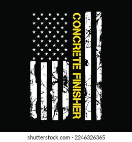 American Flag Concrete Finisher Construction Workers