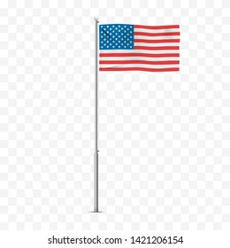 American flag. Congratulations to the American people on the national holiday Independence Day. Trancparent background. Vector illustration.