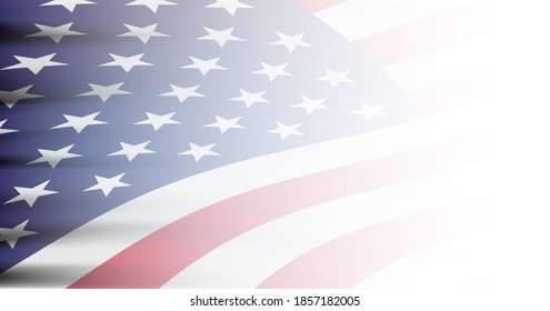 American flag covers white background. MOdern illustration. USA flag background. American flag for Independence Day.