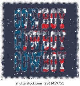American flag cowboy t-shirt design