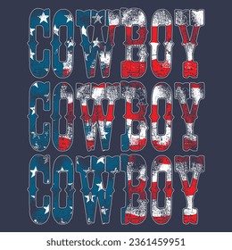 American flag cowboy t-shirt design