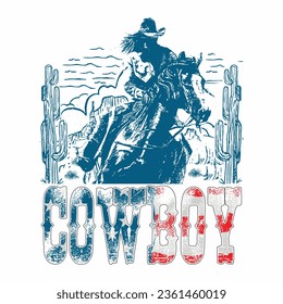 American flag cowboy t-shirt design