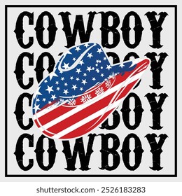 American Flag Cowboy T-shirt Design, Funny Cowboy T- shirt Design, Cowboy Hat, Cowboy Boots