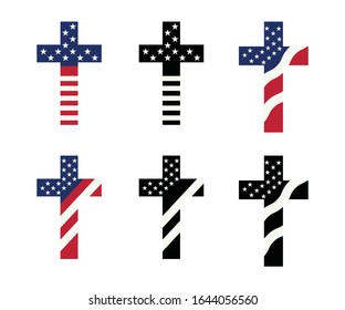 American Flag Cross Symbol Icon Printable Vector Design