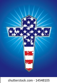 American Flag Cross Vector Illustration