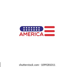 American Flag Cute Logo Design