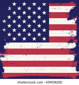 American flag with dark blue grunge texture. Vector USA flag.