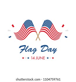 American flag day vector illustration with USA flags and decorations.