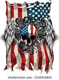 American flag decor in retro style. Highly realistic illustration.