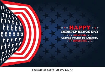 american flag with deep blue background, happy independence day 4th of July, United States of America flag with deep blue background design.