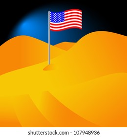 The American flag in the desert in abstract style