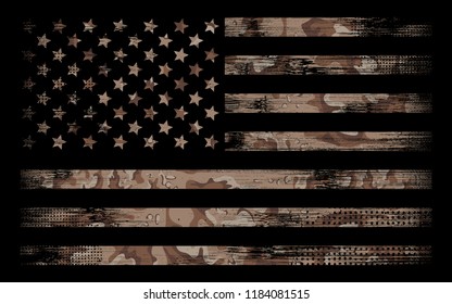 American Flag With Desert Camouflage