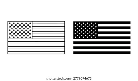 American flag design in black and white silhouette