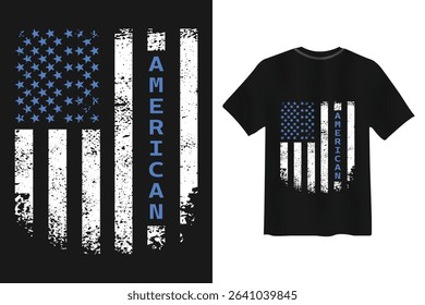 American flag design displayed on a black tshirt mockup